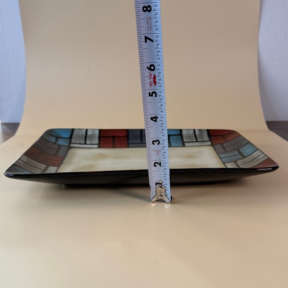 Colorful Rectangular Windowpane Ceramic Serving Dish - Picture 6 of 6